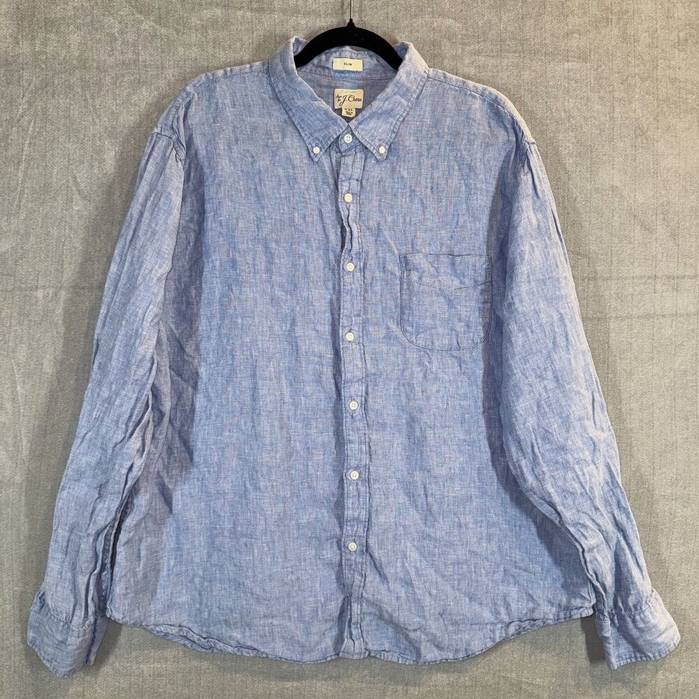 J.Crew Mens Slim Baird McNutt Irish Linen Shirt XXL Button Down